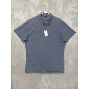 Uniqlo Shirt Mens XL Blue Striped Polo Dry Collar Short Sleeve Pull Over